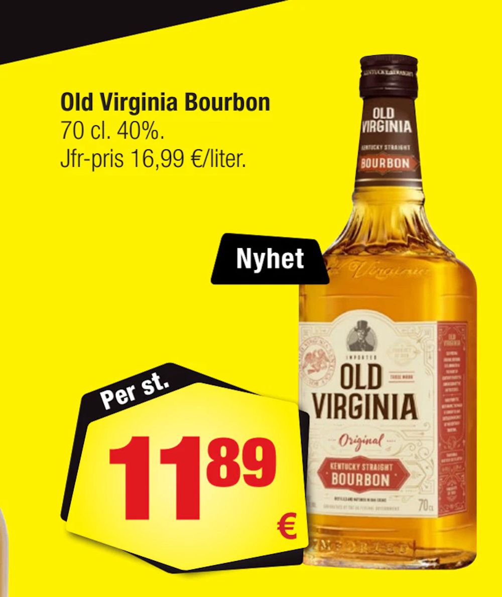 Erbjudanden på Old Virginia Bourbon från Calle för 11,89 €