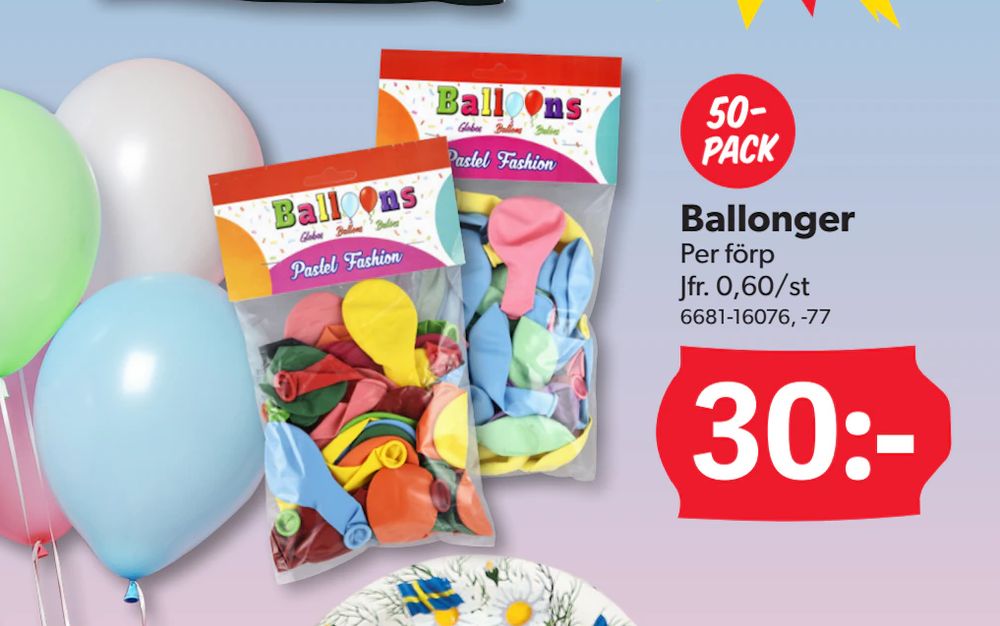 Erbjudanden på Ballonger från DollarStore för 30 kr