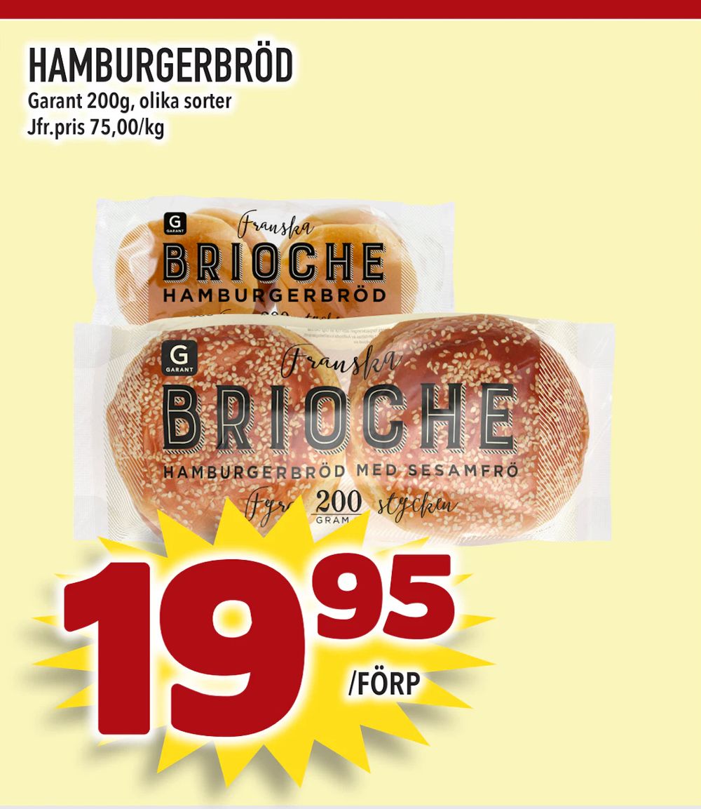 Erbjudanden på HAMBURGERBRÖD från Supergrossen för 19,95 kr