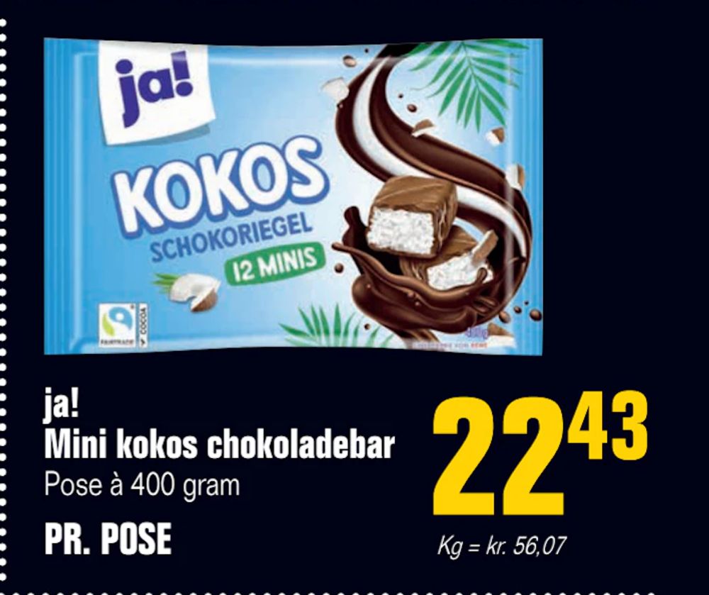 Tilbud på ja! Mini kokos chokoladebar fra Otto Duborg til 22,43 kr.