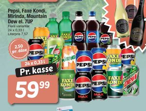 Pepsi, Faxe Kondi, Mirinda, Mountain Dew el. 7UP
