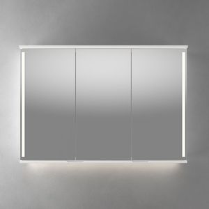 Speilskap m/3 speildører og LED-belysning SOGN 120 cm, Hvit matt