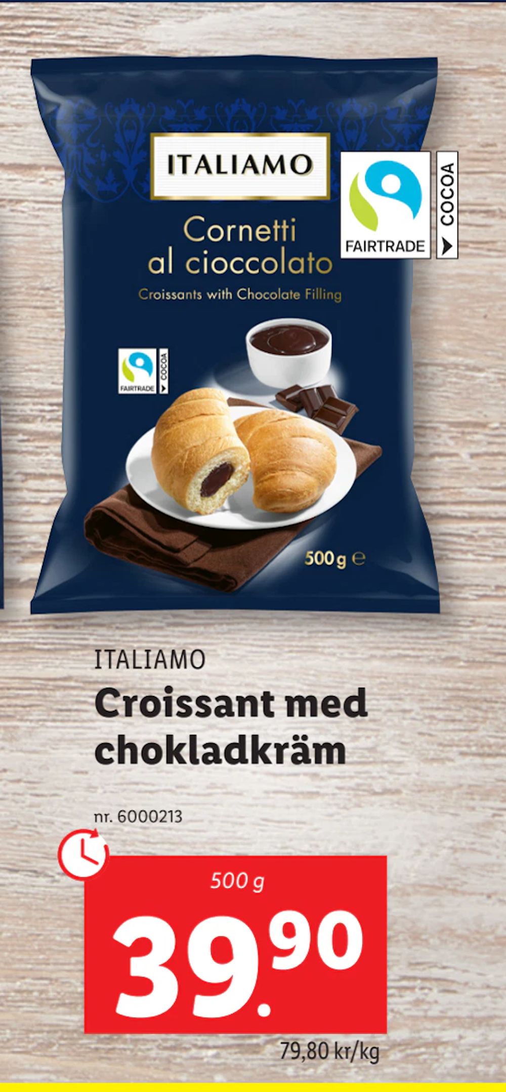 Erbjudanden på Croissant med chokladkräm från Lidl för 39,90 kr