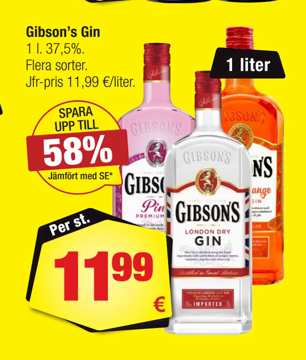 Erbjudanden på Gibson’s Gin från Calle för 11,99 €