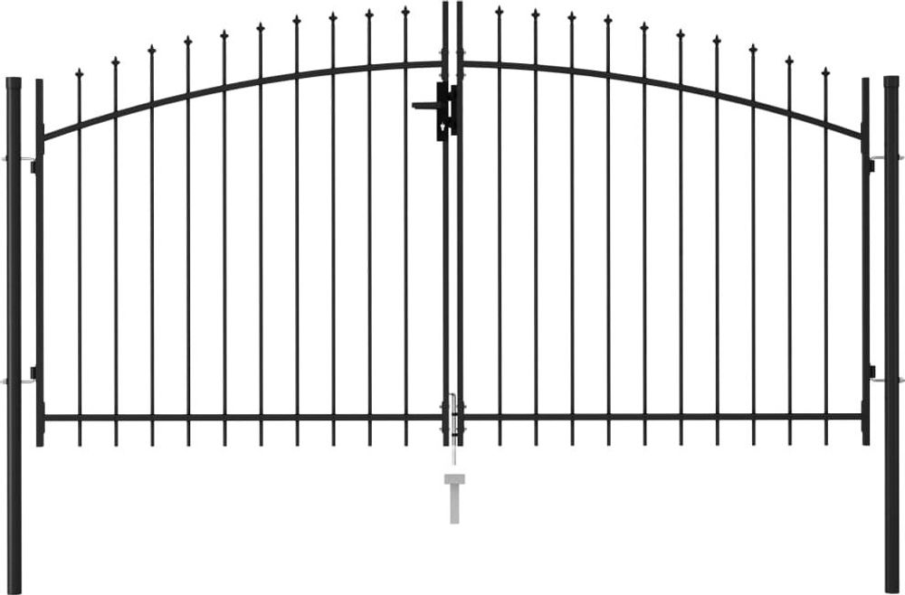 Erbjudanden på vidaXL Dubbelgrind med spetsig topp stål 3x1,5 m svart från vidaXL.se för 2 269 kr