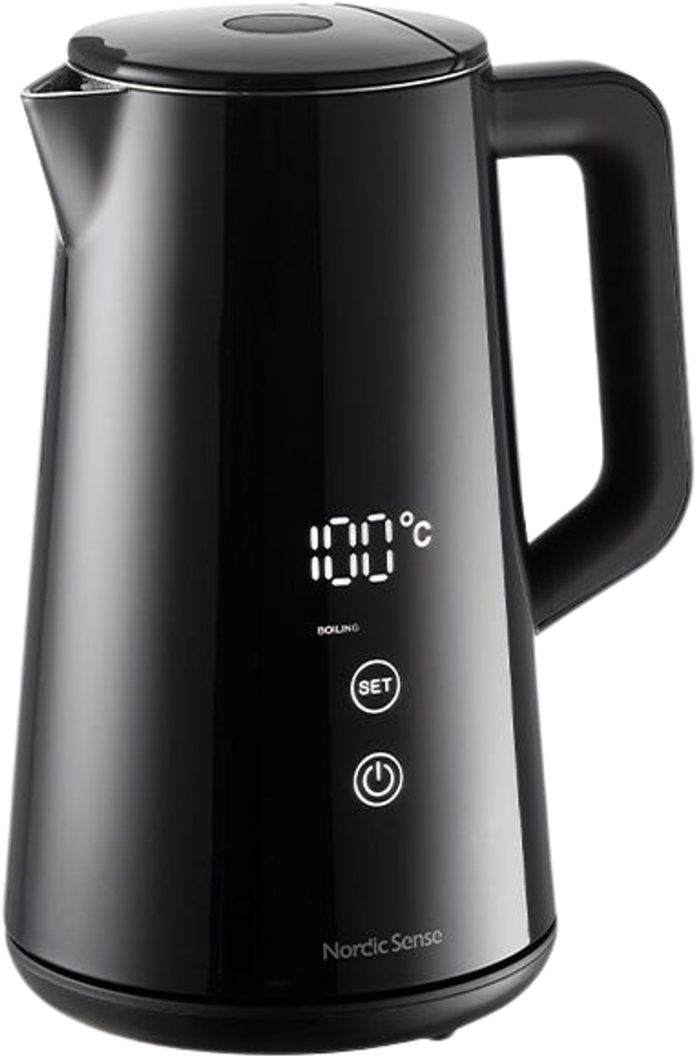 Tilbud på Nordic Sense digital elkedel sort 1,5 liter 1800W fra Kop & Kande til 499,95 kr.