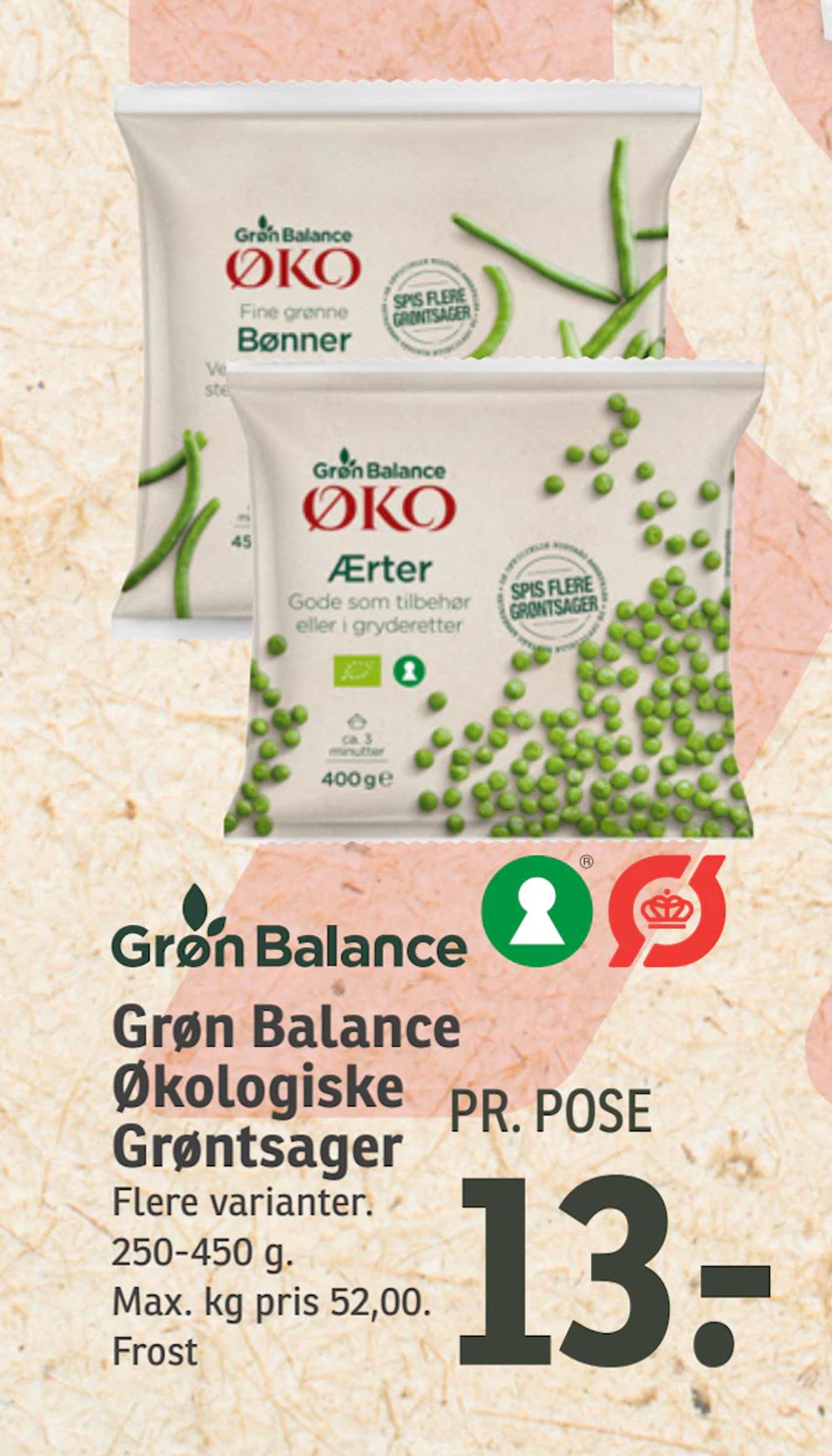 Tilbud på Grøn Balance Økologiske Grøntsager fra SPAR til 13 kr.