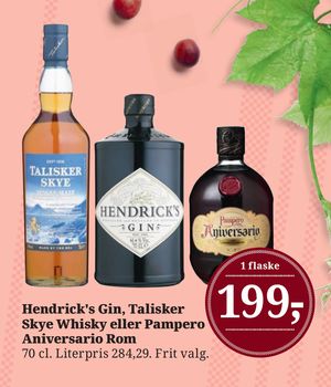 Hendrick's Gin, Talisker Skye Whisky eller Pampero Aniversario Rom