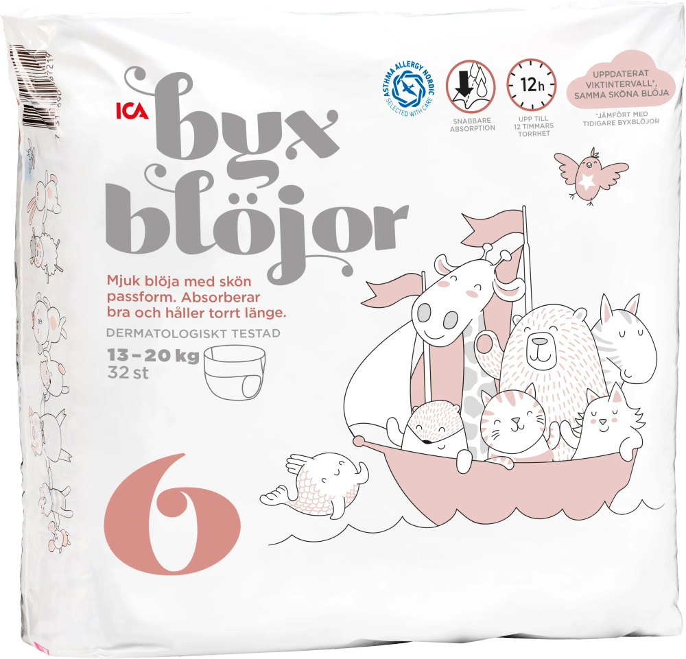 Erbjudanden på Byxblöjor Strl 6 13-20kg (ICA) från ICA Supermarket för 65 kr