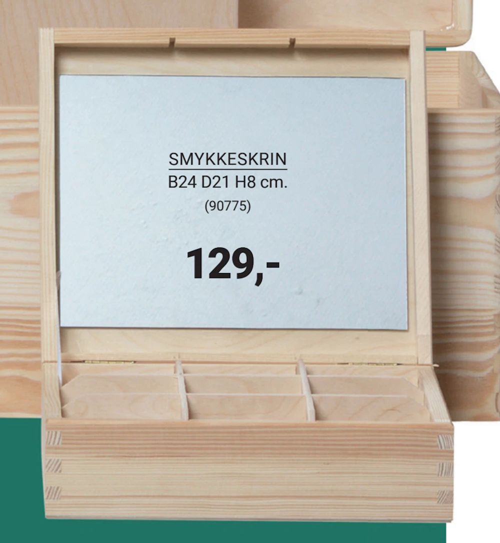 Tilbud på SMYKKESKRIN fra Trævarefabrikernes Udsalg til 129 kr.