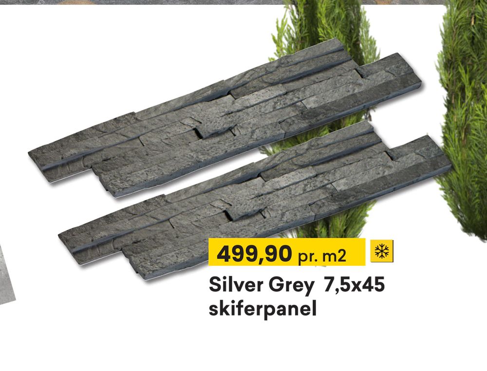 Tilbud på Silver Grey 7,5x45 skiferpanel fra Right Price Tiles til 499,90 kr