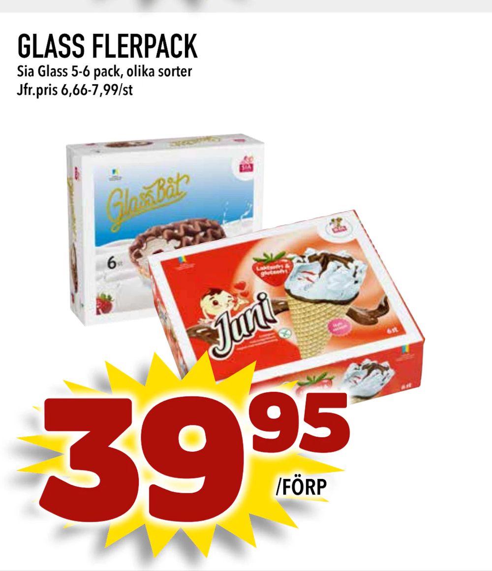 Erbjudanden på GLASS FLERPACK från Bonum matmarknad för 39,95 kr