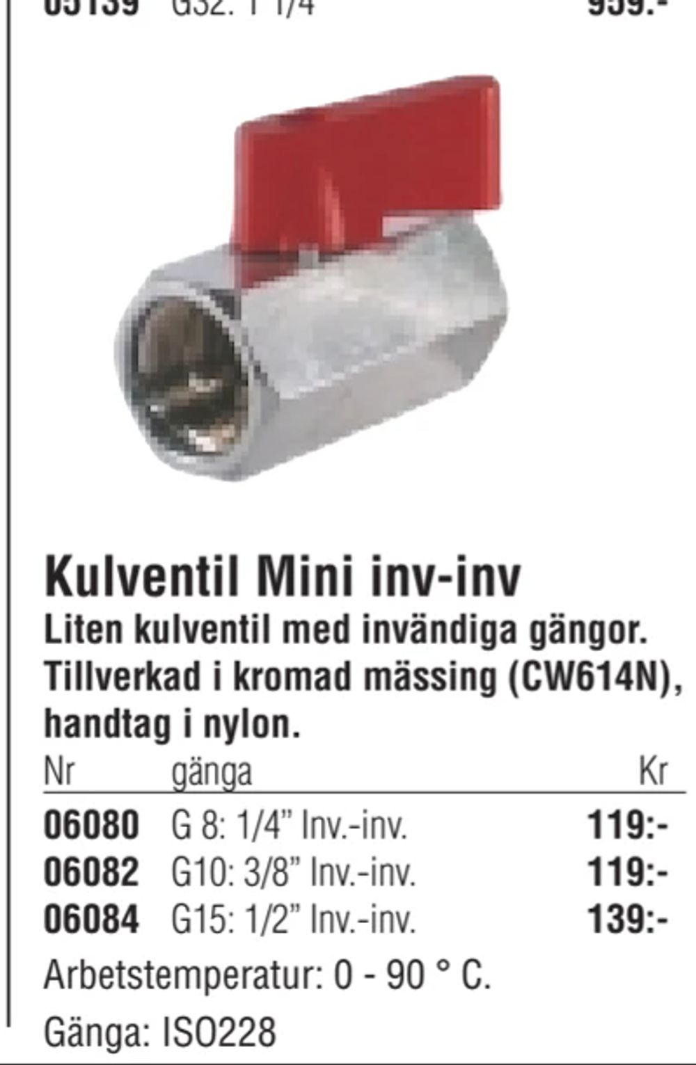 Erbjudanden på Kulventil Mini inv-inv från Erlandsons Brygga för 119 kr