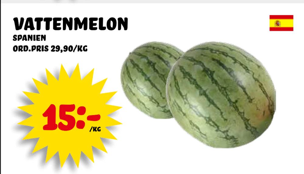 Erbjudanden på vattenmelon från Nelins för 15 kr