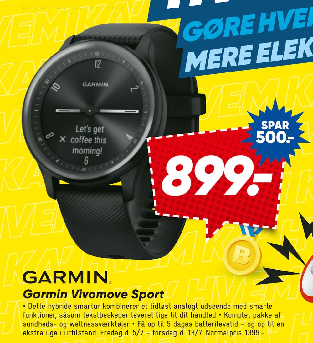 Tilbud på Garmin Vivomove Sport fra Bilka til 899 kr.