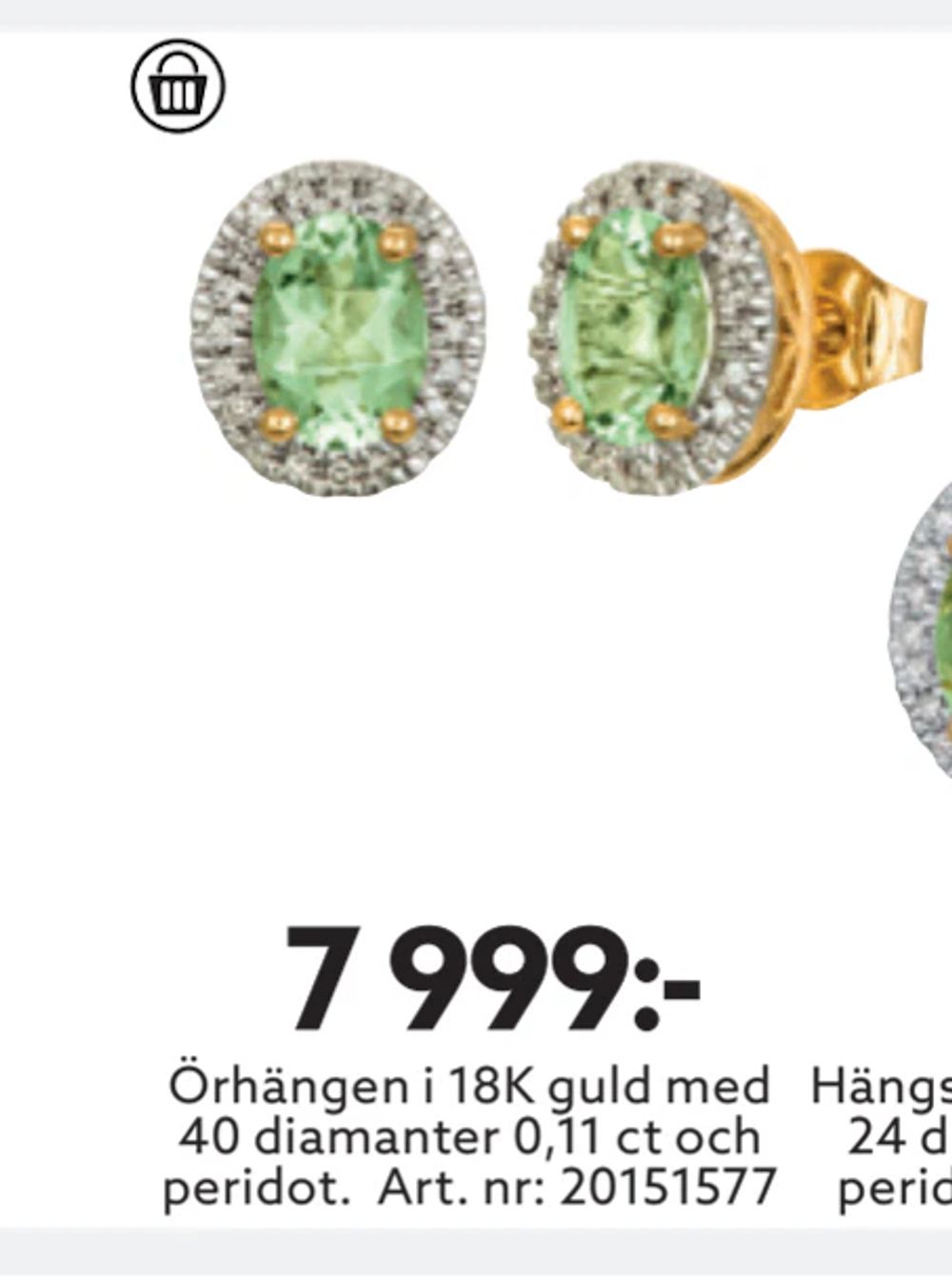 Erbjudanden på Örhängen i 18K guld med 40 diamanter 0,11 ct och peridot. från Albrekts guld för 7 999 kr