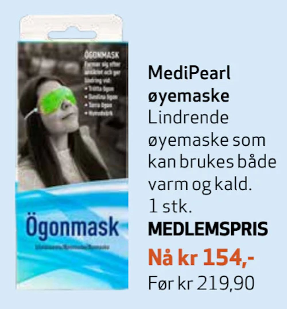Tilbud på MediPearl øyemaske fra Apotek 1 til 154 kr