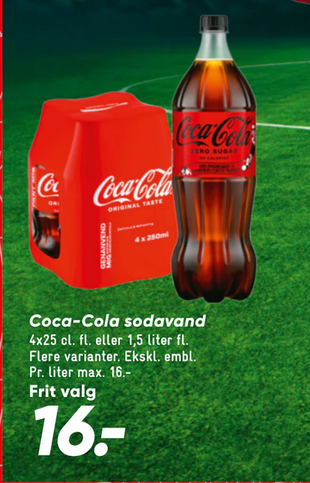 Tilbud på Coca-Cola sodavand fra Bilka til 16 kr.
