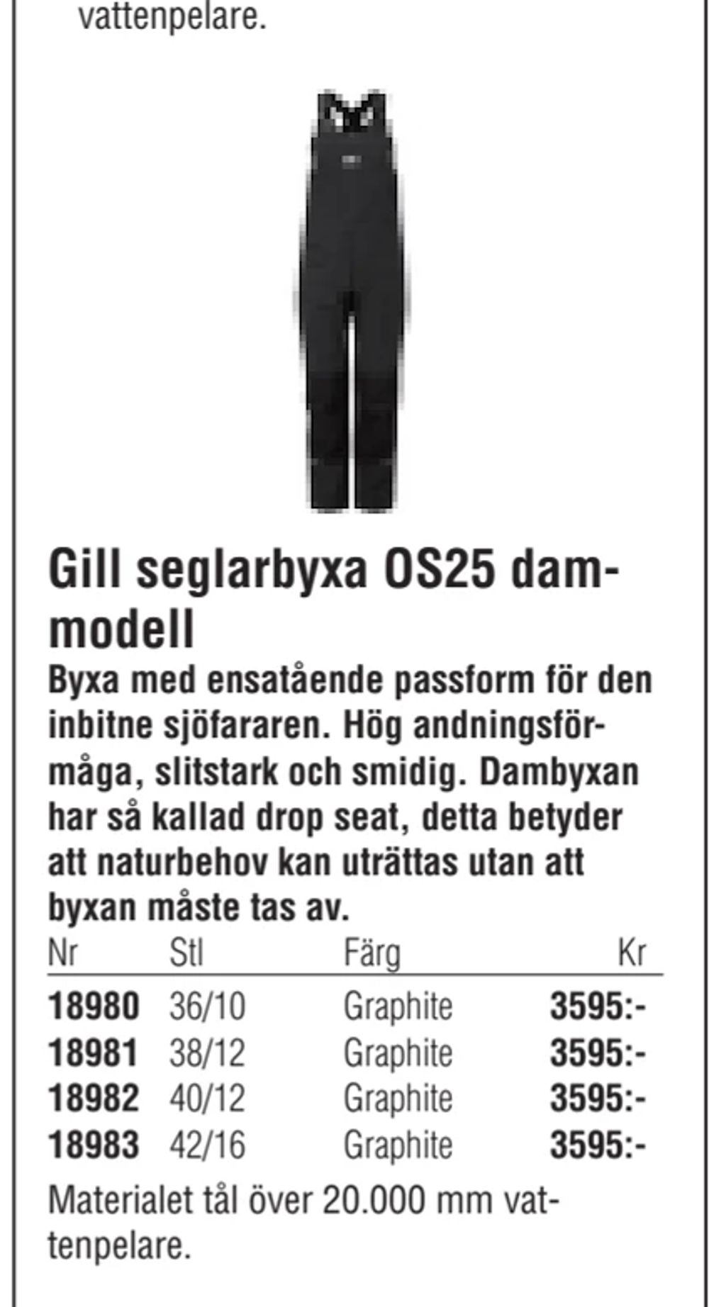 Erbjudanden på Gill seglarbyxa OS25 dammodell från Erlandsons Brygga för 3 595 kr