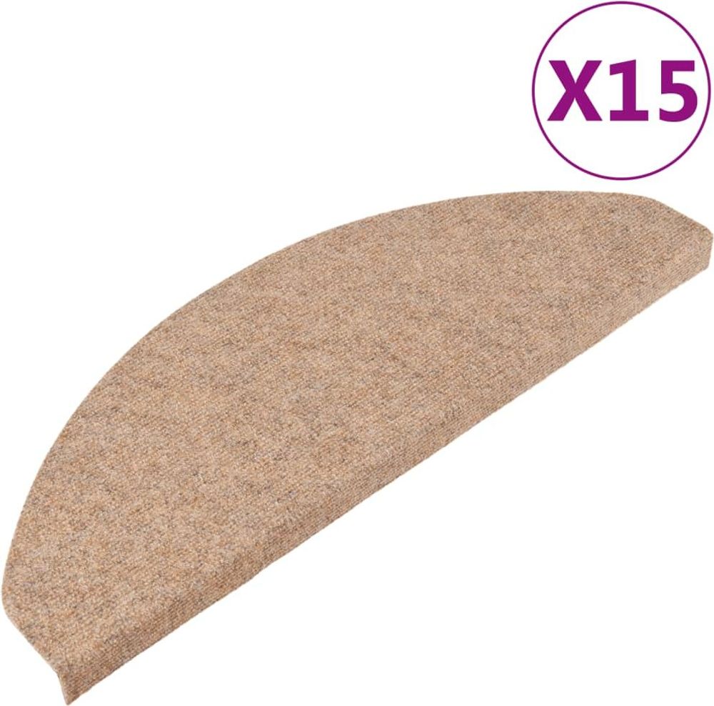 Tilbud på vidaXL trappemåtter 15 stk. 65x22,5x3,5 cm selvklæbende beige fra vidaXL.dk til 330 kr.