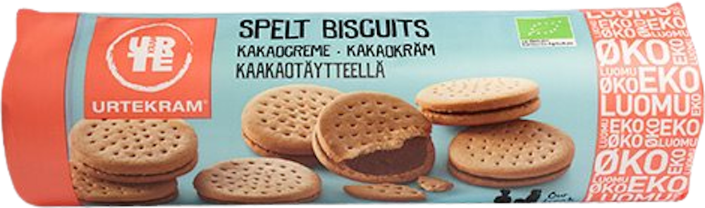 Tilbud på Speltkiks m. cacaocreme Øko (Urtekram) fra Helsam til 39,95 kr.