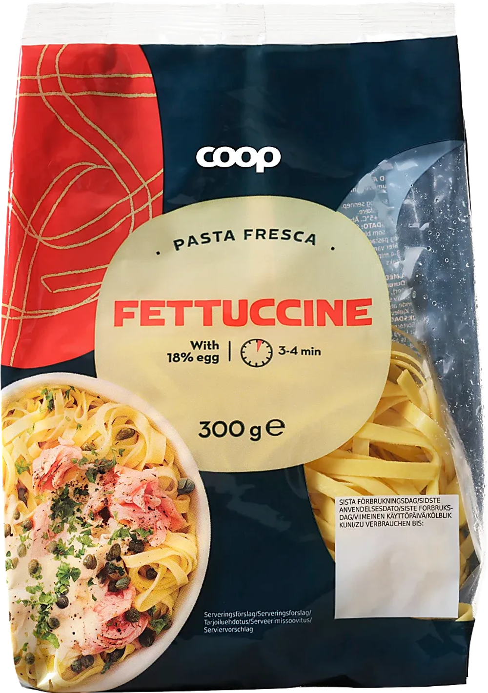 Erbjudanden på Färsk fettuccine (Coop) från Coop X:-TRA för 35 kr