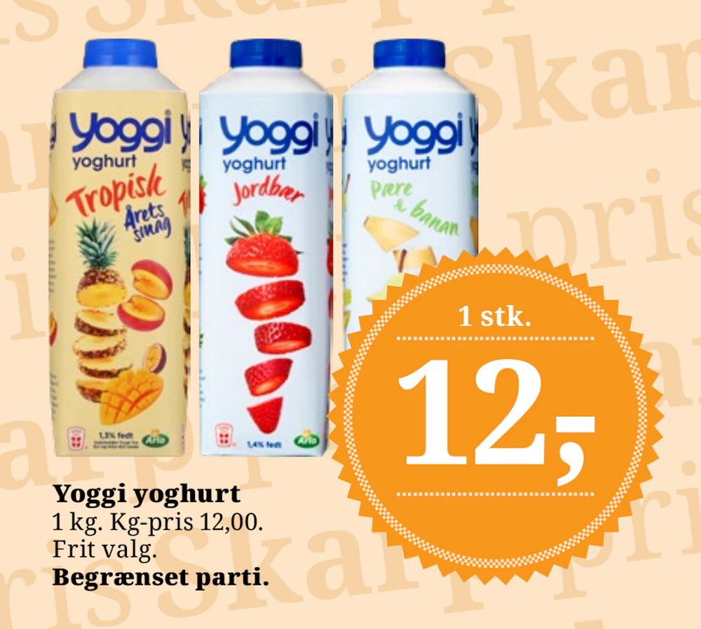Tilbud på Yoggi yoghurt fra Brugsen til 12 kr.