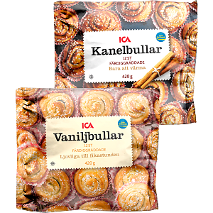 Frysta kanelbullar, vaniljbullar