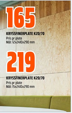 KRYSSFINERPLATE K20/70