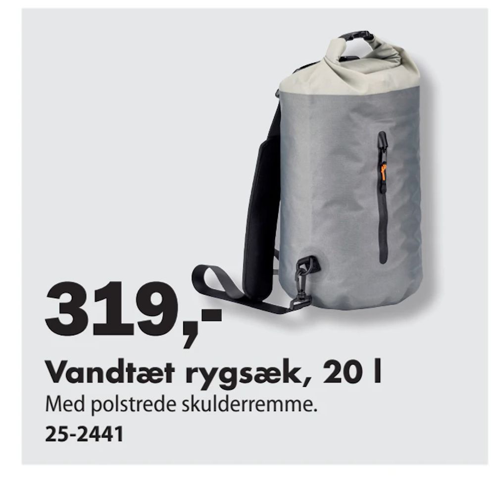 Tilbud på Vandtæt rygsæk, 20 l fra Biltema til 319 kr.