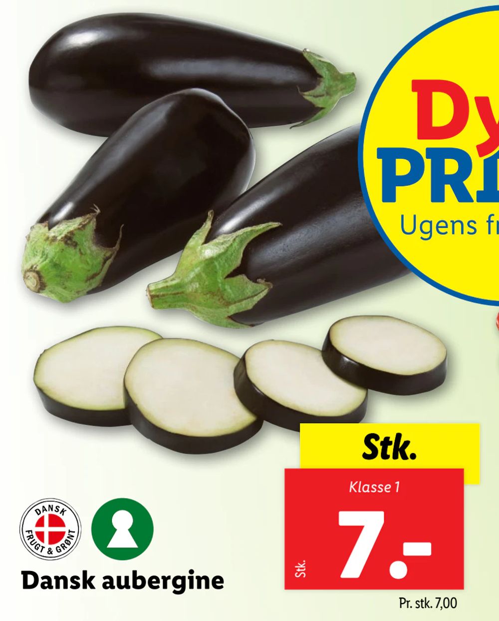 Tilbud på Dansk aubergine fra Lidl til 7 kr.