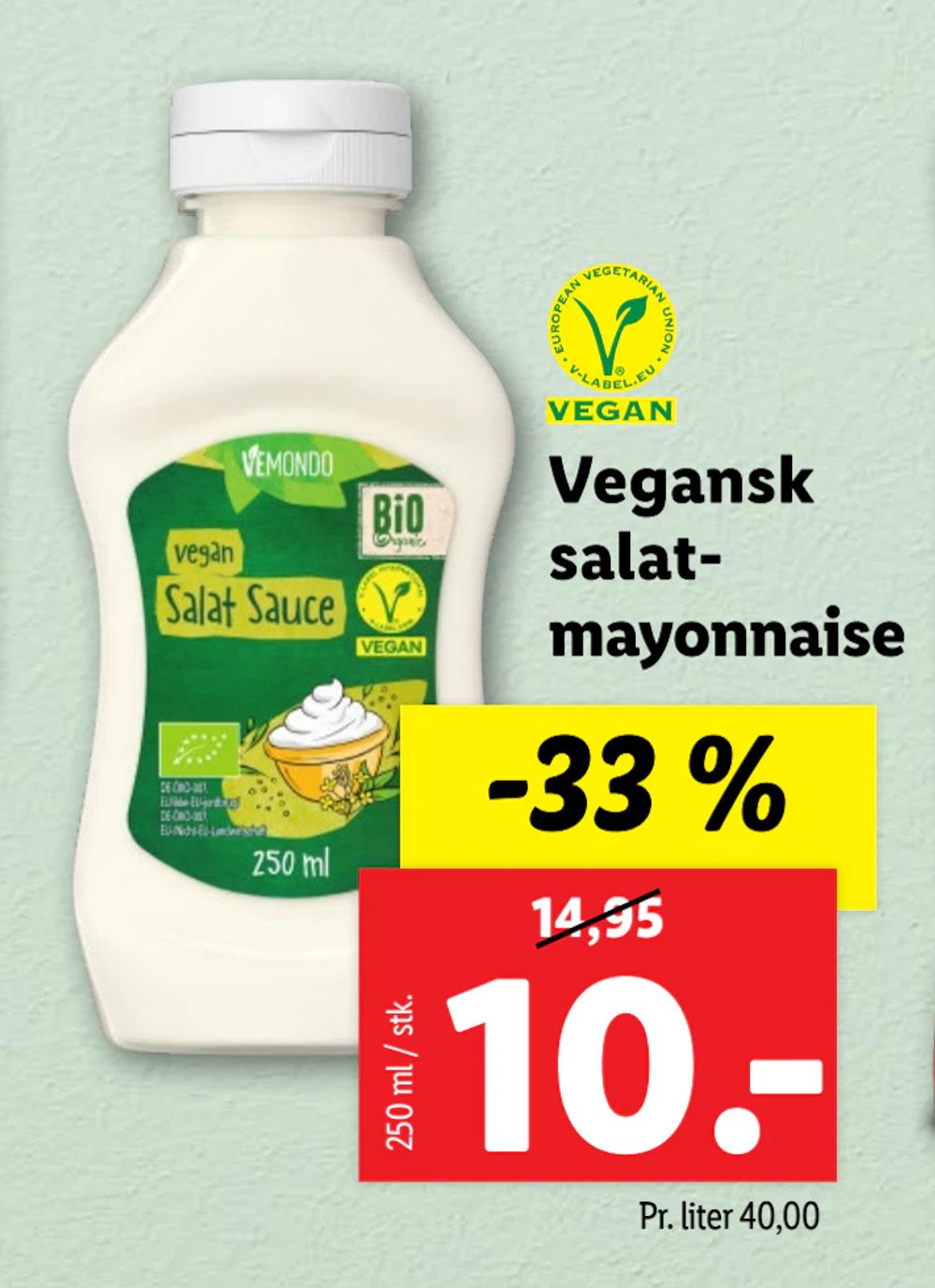 Tilbud på Vegansk salatmayonnaise fra Lidl til 10 kr.