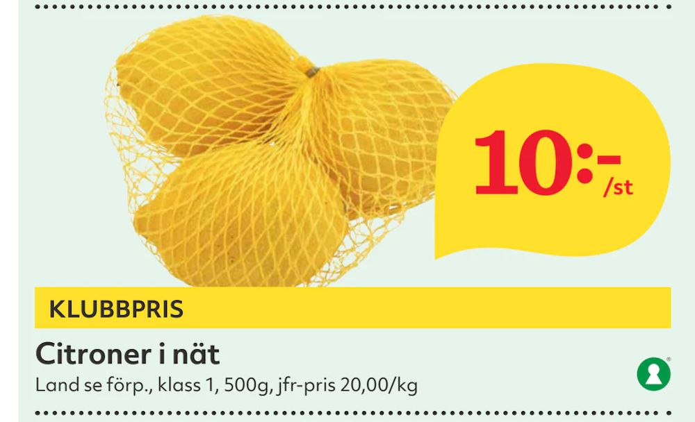 Erbjudanden på Citroner i nät från Hemköp för 10 kr