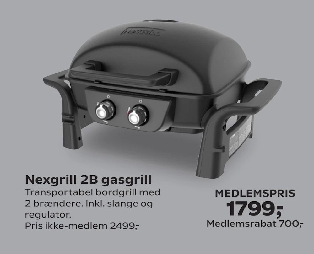 Tilbud på Nexgrill 2B gasgrill fra Coop.dk til 2.499 kr.