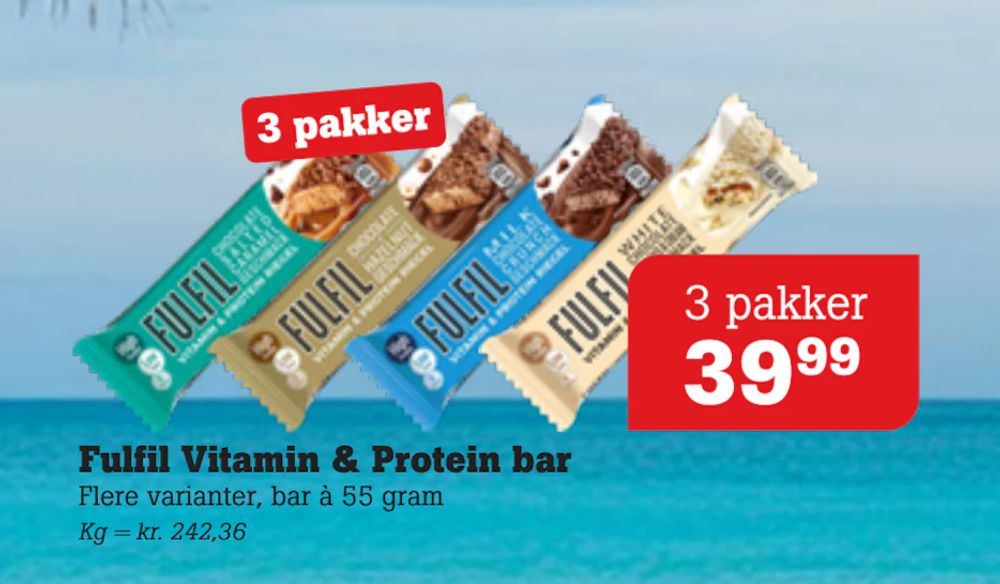 Tilbud på Fulfil Vitamin & Protein bar fra Poetzsch Padborg til 39,99 kr.