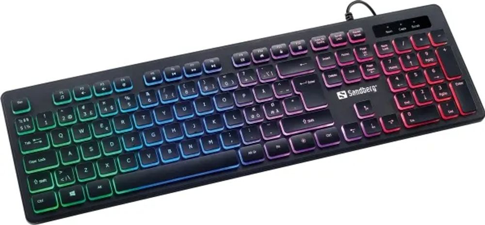 Tilbud på Sandberg Stealth Gamer Keyboard NORDIC, Ledningsført, USB, Membran, QWERTY, RGB LED, Sort fra ComputerSalg til 126 kr.