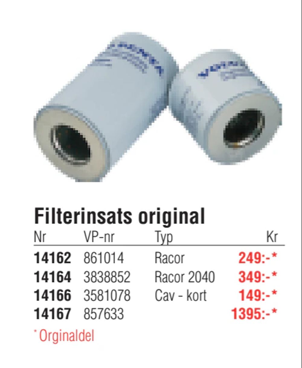 Erbjudanden på Filterinsats original från Erlandsons Brygga för 149 kr