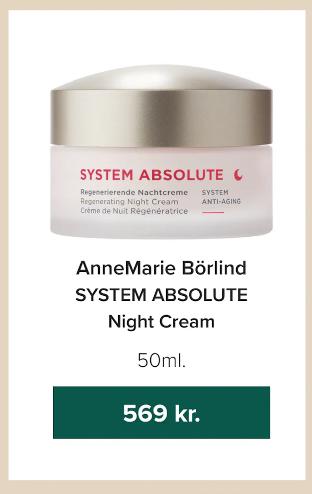 Tilbud på AnneMarie Börlind SYSTEM ABSOLUTE Night Cream fra Helsemin til 569 kr.