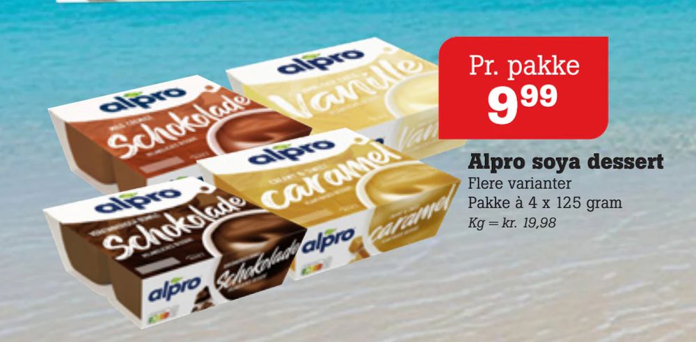 Tilbud på Alpro soya dessert fra Poetzsch Padborg til 9,99 kr.