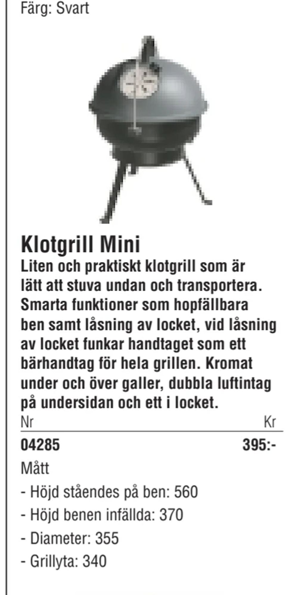 Erbjudanden på Klotgrill Mini från Erlandsons Brygga för 395 kr