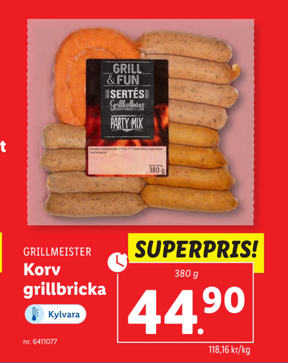 Erbjudanden på Korv grillbricka från Lidl för 44,90 kr