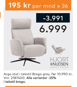 Argo stol i tekstil Brego grey