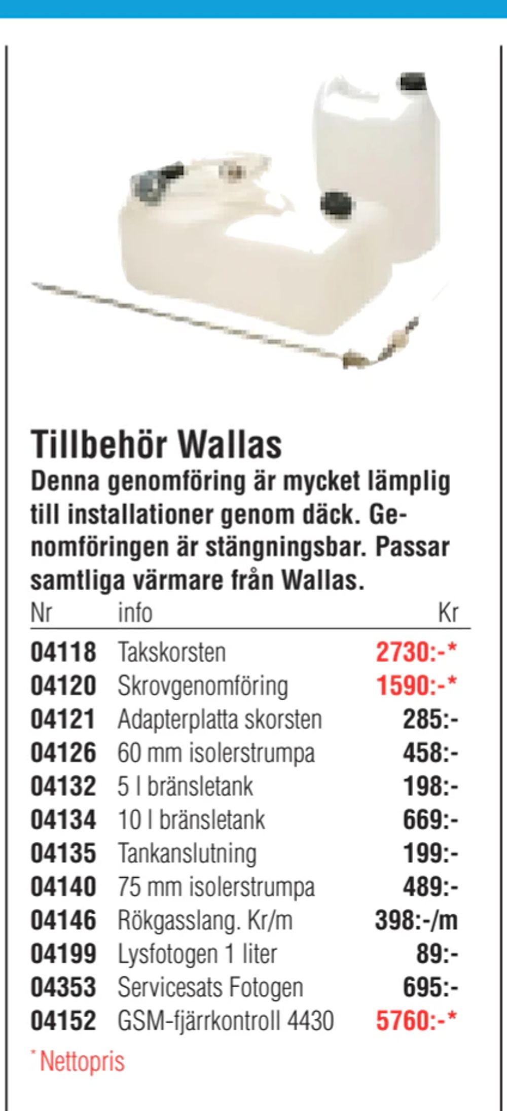 Erbjudanden på Tillbehör Wallas från Erlandsons Brygga för 89 kr