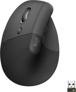 Logitech® | Lift (Venstre-hånd) - Lodret mus - ergonomisk - optisk - 6 knapper - trådløs, kabling - Bluetooth, 2.4 GHz - trådløs modtager (USB) - Graf