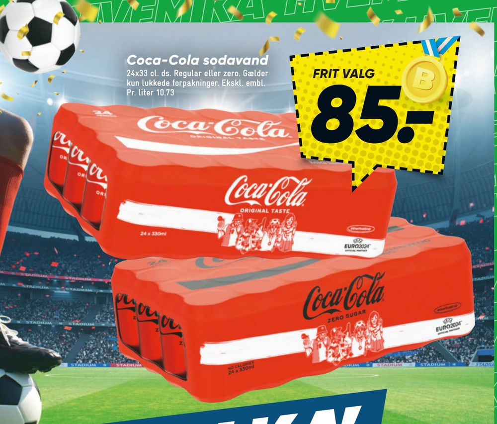 Tilbud på Coca-Cola sodavand fra Bilka til 85 kr.