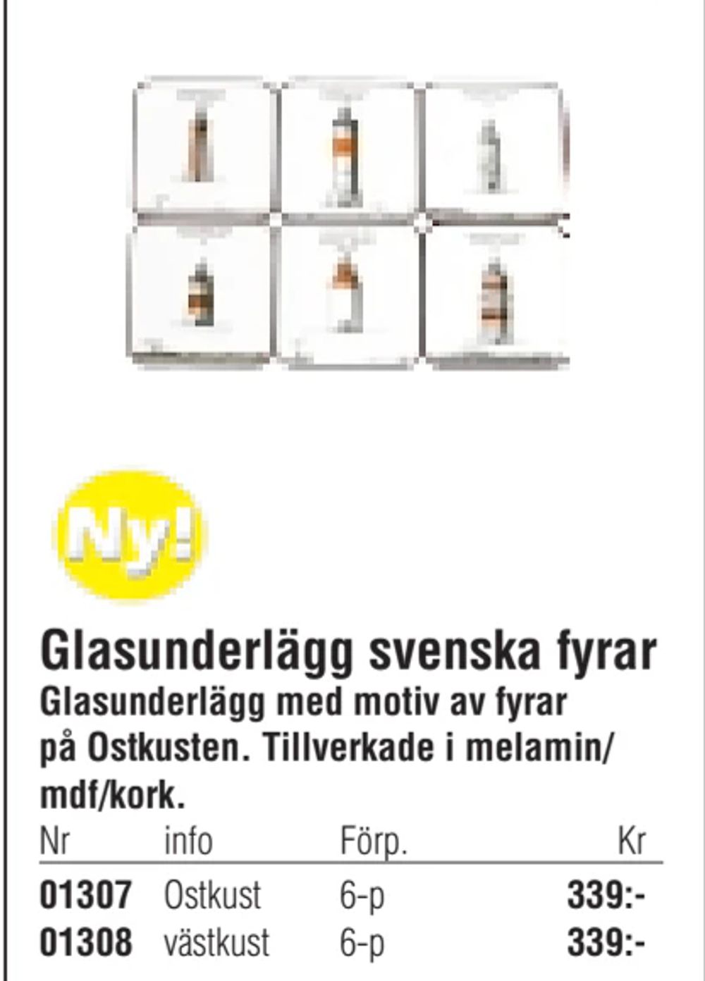 Erbjudanden på Glasunderlägg svenska fyrar från Erlandsons Brygga för 339 kr