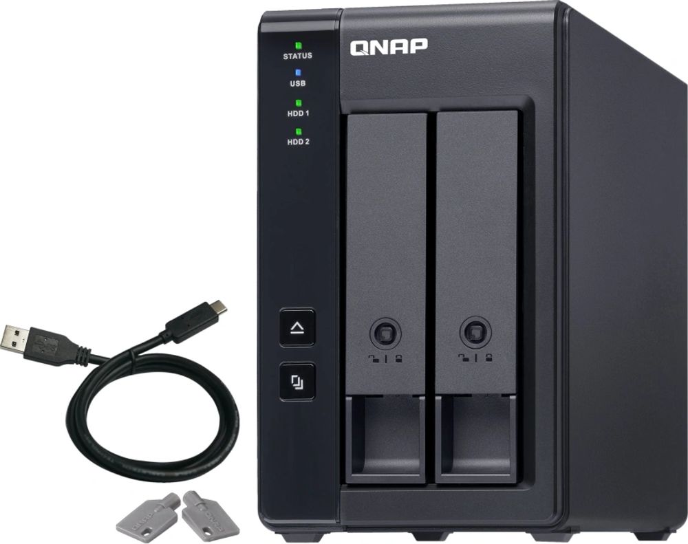 Tilbud på QNAP TR-002 - Harddisk-array - 2 bays (SATA-600) - USB 3.1 Gen 2 (ekstern) fra ComputerSalg til 1.200 kr.