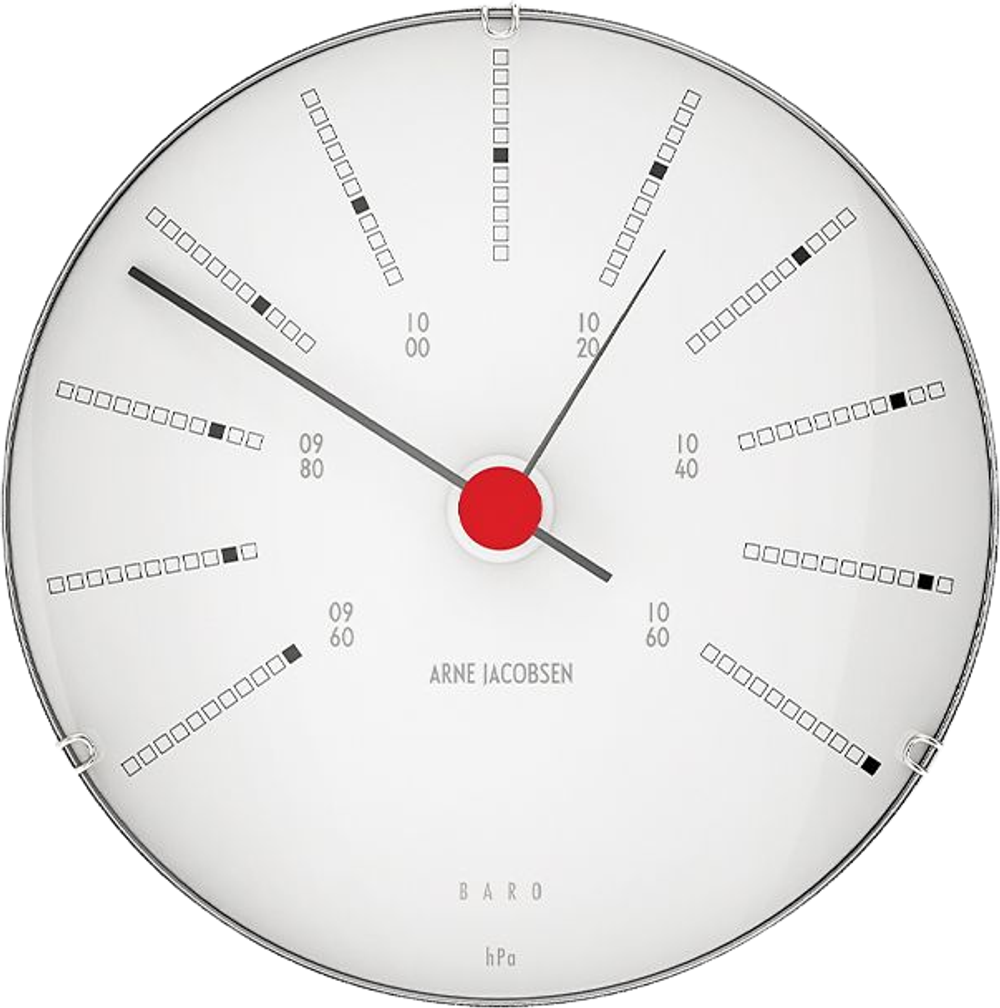 Tilbud på Arne Jacobsen Bankers barometer hvid/sort/rød Ø12 cm fra Kop & Kande til 749,96 kr.