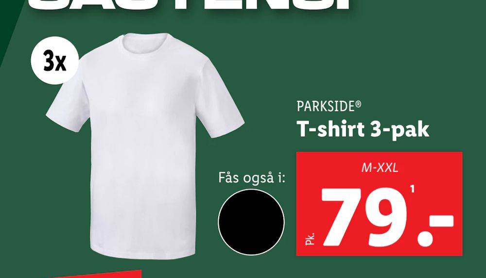 Tilbud på T-shirt 3-pak fra Lidl til 79 kr.