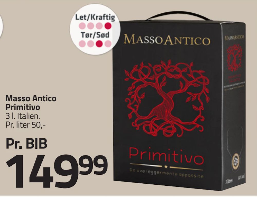 Tilbud på Masso Antico Primitivo fra Fleggaard til 149,99 kr.